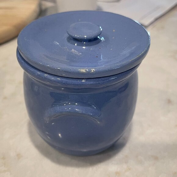 Vintage Periwinkle Blue Dutchess Cheese New York Crock Jar with Lid - Picture 1 of 3